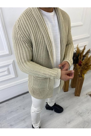 Elku Moda Elkumoda Hırka Kalın Örgü Şal Yaka Cepli Panço Triko Hırka-HIRKA2092