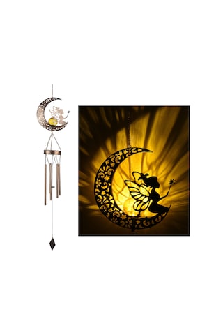 Symbee Güneş Enerjili Bahçe Lambası, Demir Oymalı Peri Ve Ay Desenli Led Çanak Çanak, Ip65 Su Geçirmez Dış Mekan Dekorasyonu Diğer