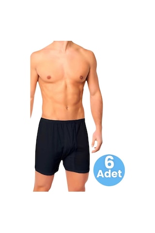 Uniquetrenders Erkek Rahat Kesim Paçalı Pamuklu Külot Boxer 6'lı Set Siyah