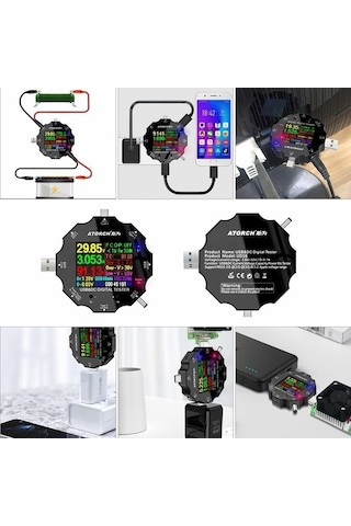 Atorch Ud18 18-arayüz Çok Bağlantı Noktalı Weichuang01 Multimetre Dc5.5 / Usb 3.0 / Tip-c Sıcaklık Güç Akım Test Cihazı Gerilim Dedektörü
