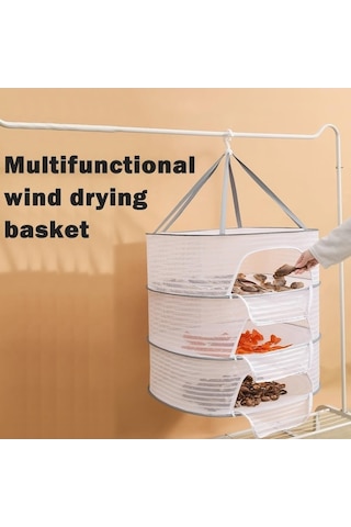 Novahub 3 Katmanlı Asılı Bitki Kurutucu, 3d Net Çamaşır Askısı, Bitki Ve Sebzeler İçin Kurutma Ağı Beyaz
