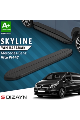 S-dizayn Mercedes Vito W447 Kısa Şase Skyline Siyah Yan Basamak 233 Cm 2014 Üzeri A+ Kalite