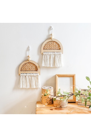 Homyl Kreş Odası Için Püsküllü Bambu Dokuma Duvar Asma Kolye