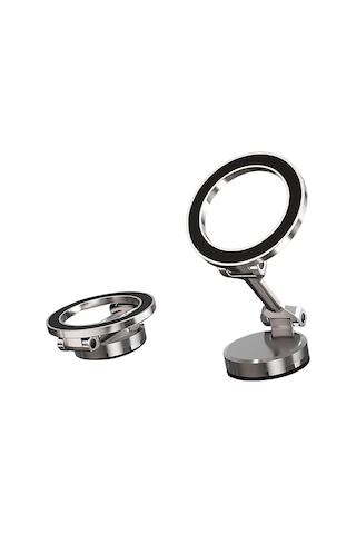 Gajeena Alüminyum Araç Navigasyon Tutucu - 360 Döner Güçlü Manyetik Telefon Tutucu, Evrensel Uyumlu, Araç Gösterge Paneli İçin, Gümüş