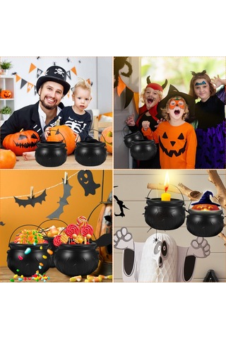 Yunboo 3'lü Demir-pp Halloween Saklama Kovaları, 56.5cm Braket Ve Kanca Seti, Siyah Siyah