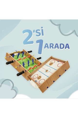 Ahşap Hokey Ve Masa Maçı Oyun Seti 2si 1 Arada