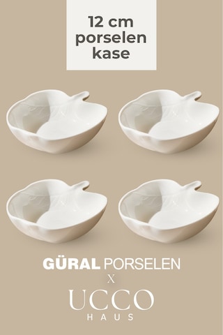 4 Adet Porselen Kase Çerezlik Kahvaltılık Meyve Tabağı Tatlı Sunum Tabağı 12 Cm Kahvaltılık Tabak beyaz