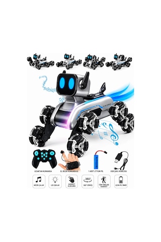 Blic Brb2 Akıllı Robot Köpek Uzaktan Kumandalı Jest Kontrollü Rgb Işıklı Ve Sis Efektli Akrobatik Oy