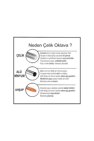 80cm Çelik Oklava 304 Kalite Paslanmaz Çelik Krom Metal Hamur Börek Baklava Yufka Açma Oklavası
