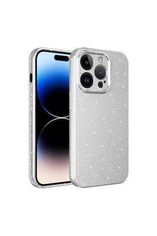 Apple Uyumlu iPhone 14 Pro Kılıf Kamera Korumalı Simli Silikon Üstün Koruma Ata Pro Tech Siyah