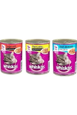 Whiskas 3 Çeşit Karışık Yetişkin Konserve Kedi Maması 24 x 400 G