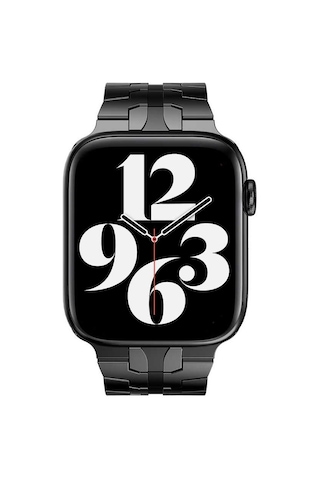 Watch Ultra 49mm Kordon Uyumlu Krd-63 Metal Strap Kayış Clo- Siyah