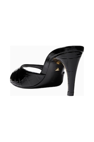 Schutz 80mm Topuklu Krokodil Dokulu Deri Curve Mules, Modern Ve Gösterişli Tasarım Siyah