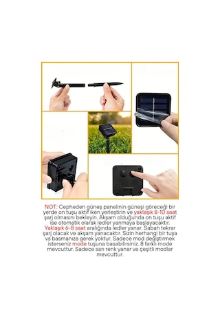 Güneş Enerjili 50 Led 7 Metre Günışığı Sarı Renk Dış Mekan Bahçe Teras Ağaç Led Işık 8 Modlu Sarı Günışığı