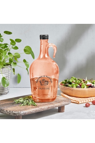 Selka Home - Mary 1500 Ml Desenli Cam Galon Yağdanlık