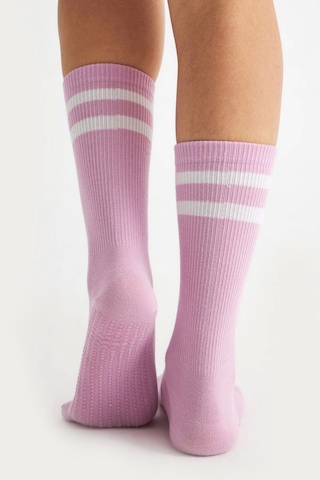 Bambu Kadın Lila Kaydırmaz Taban Silikon Baskı Yoga Fitness Pilates Bale Dans Tenis Çorabı Çok Renkli