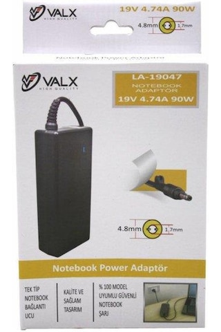 Valx La-19047 19Volt 4.74A 90W 4.8X1.7 MM Notebook Adaptör