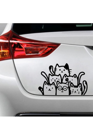 Çılgın Kediler 21x32 Cm Sticker Araba, Motorsiklet, Laptop, Cam, Kapı, Duvar Sticker