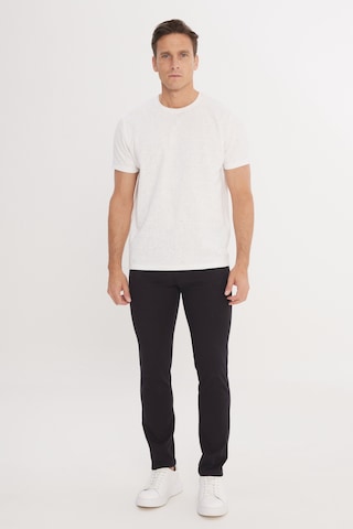 AC&Co / Altınyıldız Classics Erkek Sıyah Slim Fit Dar Kesim 5 Cep Pamuklu Armürlü Esnek Pantolon Siyah