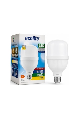 Ecolite 28W Jumbo LED Ampul E27 3000K Sarı Işık 2900 Lümen 172W Eşdeğeri Büyük Boy Enerji Tasarruflu LED Ampul