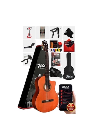 Midex Cg390M-Xbag Klasik Gitar 4/4 Sap Ayarlı Kesik Kasa Çanta + Tuner + Askı + Capo + Metod + Pena