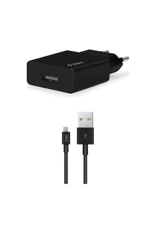 Akıllı Şarj Cihazı Seyahat Şarj Aleti 2.1a Micro Usb Kablolu Siyah