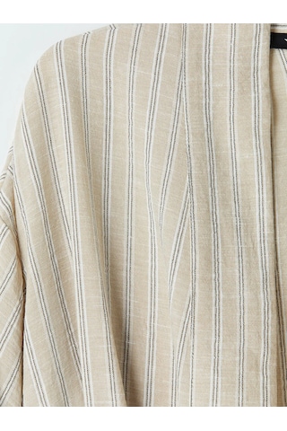 Lc Waikiki Bej Şal Yaka Keten Görünümlü Kadın Kimono