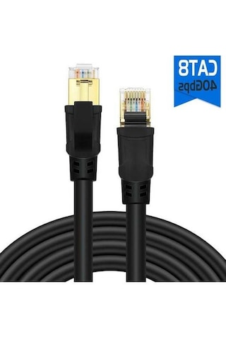 Pazly Çat8 Saf Bakır Ağ Kablosu, 40gbps Hız, 2000mhz Bant Genişliği, Siyah Uçlar, 10m