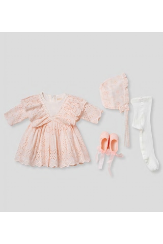 Pugi Baby Kız Bebek Şık Dantelli Mevlüt / Özel Gün Elbisesi Açık Pembe
