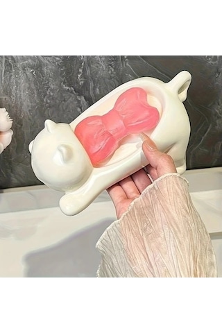 Trendooze Sevimli Kedi Şeklinde Otomatik Drenajlı Kendi Kendini Temizleyen Banyo Kutusu Beyaz Gaojunshop01 Beyaz