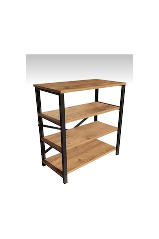 Dört Katli Çok Amaçli Raf Syah Profil Çam Sunta 72x30x72 Cm Siyah-çam