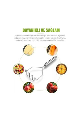 Ergonomik Tutma Saplı Patates Ezici Paslanmaz Çelik Patates Ezeceği Dayanıklı Patates Ezecek Çelik