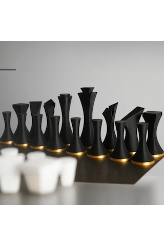 Modern Minimalist Tasarım Satranç Taşları Seti 3d Baskı Pla Malzeme Tam İki Takım