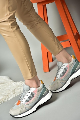 Fox Shoes R312511002 Gri Süet Kadın Spor Ayakkabı Sneakers Gri