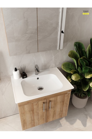 E10 65 Cm Everest Kapaklı Lavabo Dolabı İkili Set