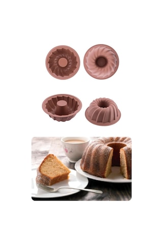 Silicolife 2 Li Silikon Kek Kalıbı Seti, Baton Kek Kalıbı Ve Burgu Kek Kalıbı Seti Yerli Üretim Kahve Kahve