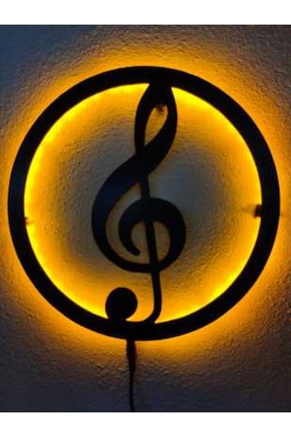 Sol Anahtarı Müzik Led Işıklı Ahşap Dekoratif Tablo