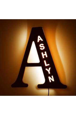 Willowhaven A Zouwıı Kişiselleştirilmiş Led Duvar Gece Lambası - Özel İsim Tarih Usb Yatak Odası Dekoru Hediye Ahşap