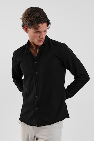 Redline Flex Slim Fit Yumuşak Kolay Ütü Nefes Alan Erkek Gömlek Siyah
