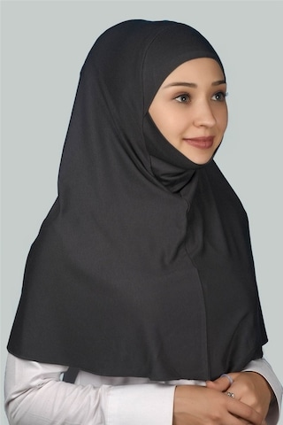 Altobeh Hazır Türban Peçeli Pratik Eşarp Tesettür Nikaplı Hijab - Namaz Örtüsü Sufle (XL) - Füme