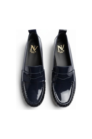 Ne&ve Shoes Lacivert Rugan Deri Astarsız Esnek Kadın Günlük Şık Ve Rahat Loafer