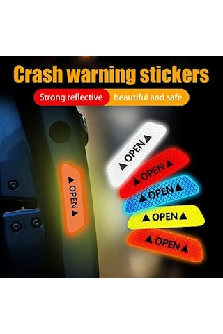 Araba Kapı Açık Uyarı Reflektörü Etiket Sticker 4'lü 9.5x2.5cm Sarı