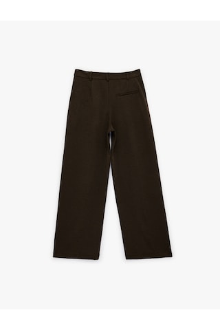 Koton Düz Paça Slim Fit Düğmeli Nervürlü Yüksek Bel Pantolon Kahverengi 6sal40052ık Kahve