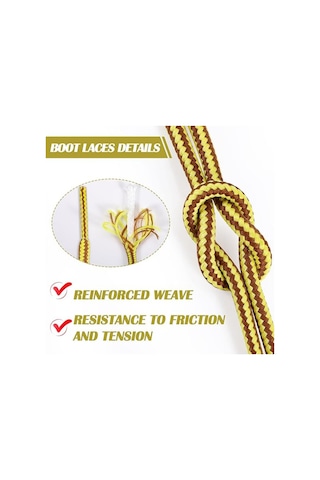 120 Cm Koyukahve+sarı Renkli Extra Kalın, Fitilli Bot Bağcığı