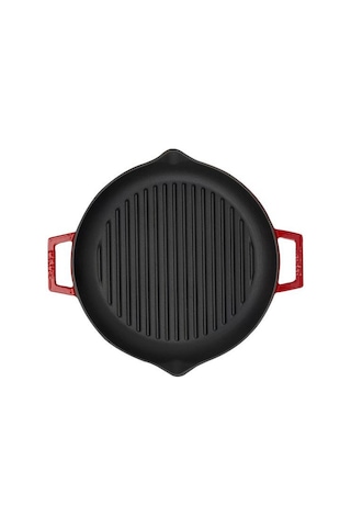 Lava Döküm Yuvarlak Izgara Kızartma Tavası 30 cm Kırmızı LVYSGT30