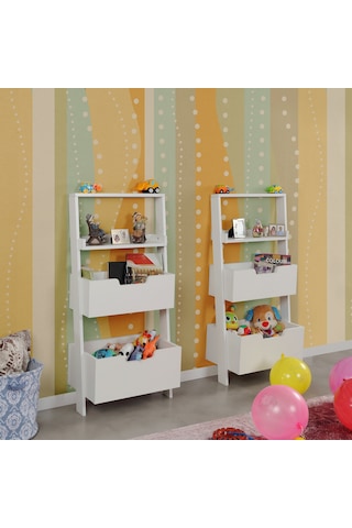 Pasifichome Only Oyuncak Montessori Beyaz Kitaplık Çiftli