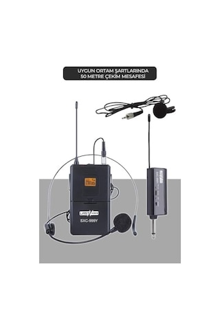 Lastvoice Sxc-999y Şarjlı Telsiz Kablosuz Headset Yaka Mikrofonu Uhf Sabit Kanal