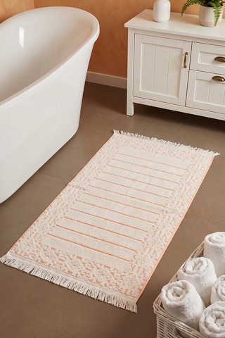 Aflora Turuncu %100 Pamuk Ayak Havlusu - 60x130 Cm Beyaz