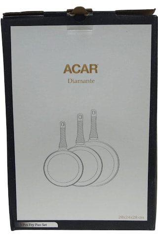 Acar Diamante 3 Lü Döküm Granit Tava Seti Siyah Siyah