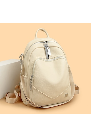 Yeni Pu Sırt Çantası Modaya Uygun Basit Stil Büyük Kapasiteli Şık Kadın Sırt Çantasısiyah Diğer